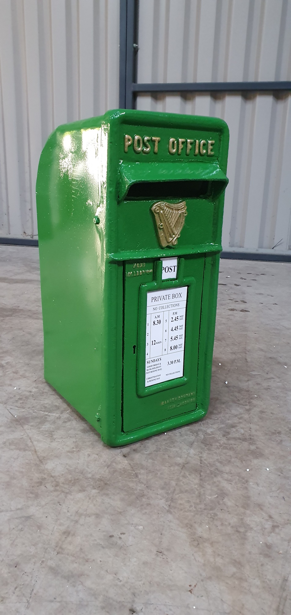 Post Box Green White Moy Antiques