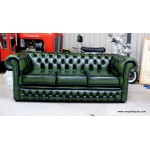 Chesterfield Suite Sofa, Wing and Tub Green