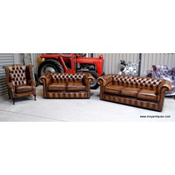 Chesterfield Suite Sofa, Wing and Tub Bronze