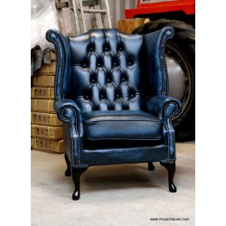Chesterfield Wing Chair Blue