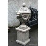 Lion Mask Urn on Plinth + Lid