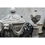 Lion Mask Urn on Plinth + Lid