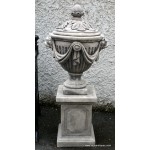Lion Mask Urn on Plinth + Lid