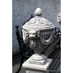 Lion Mask Urn on Plinth + Lid