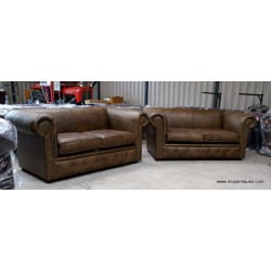 Chesterfield Sofa Smooth Pair