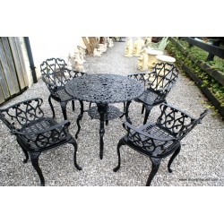 Cast Table & 4 Chairs Black