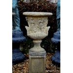 Pair Stone Urns on Base