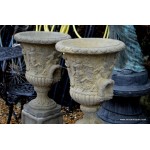 Pair Stone Urns on Base