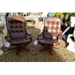Retro Scaninavian Pair Leather Swivel ChairsSOLD