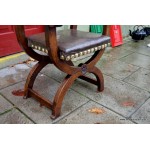 19th C. X Frame Leather Chair