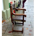 19th C. X Frame Leather Chair