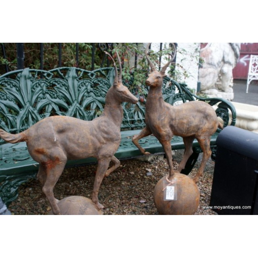 Pair Cast Iron Stag Finials - Moy Antiques