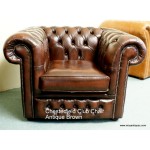Chesterfield Suite Sofa, Wing and Tub Ant Brown