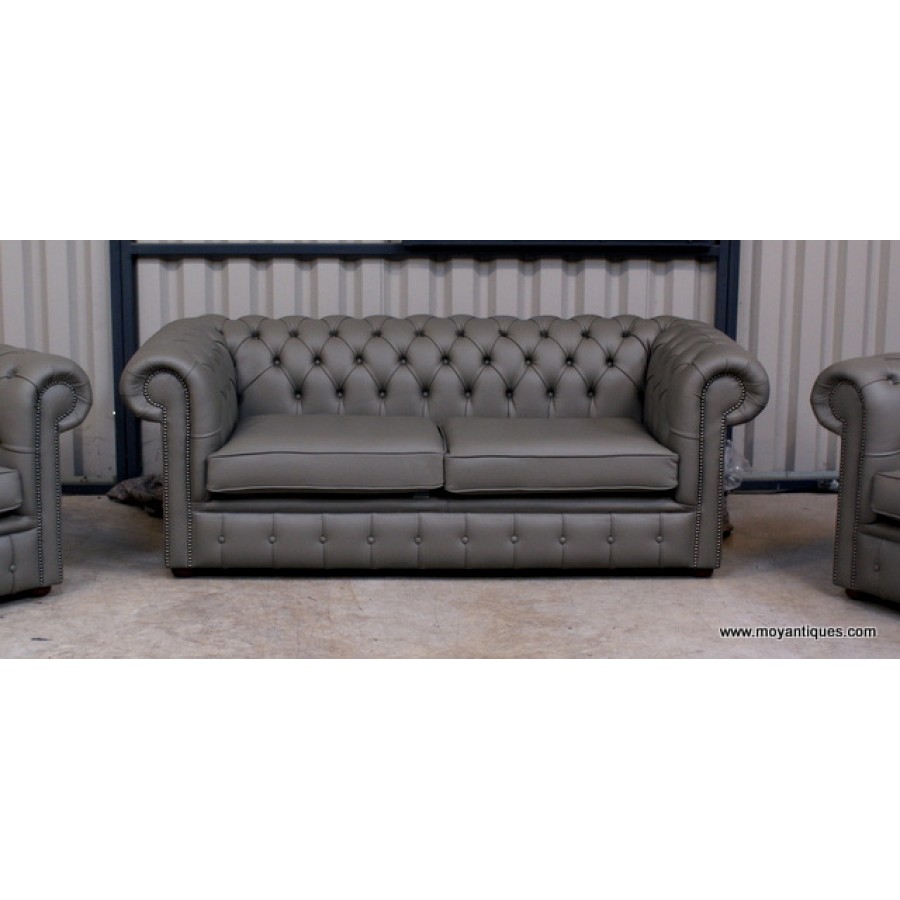 Chesterfield Sofa Suite Grey Moy Antiques