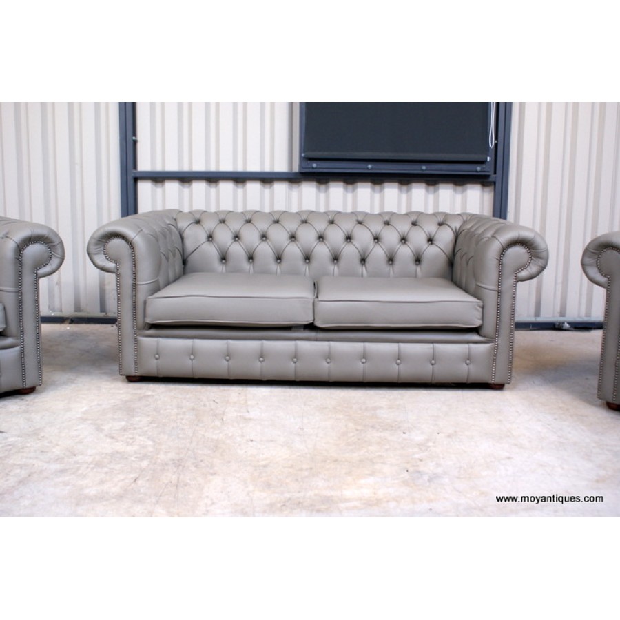 Chesterfield Sofa Suite Grey Moy Antiques