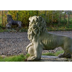 Pair Stone Lions with Ball