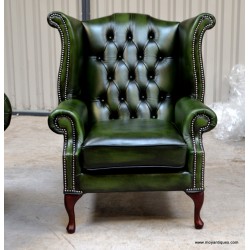 Chesterfield Wing Chair Green