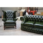 Chesterfield Wing Chair Green