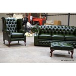 Chesterfield Wing Chair Green