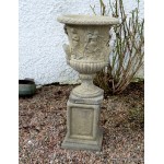 Pair Stone Urns on Base