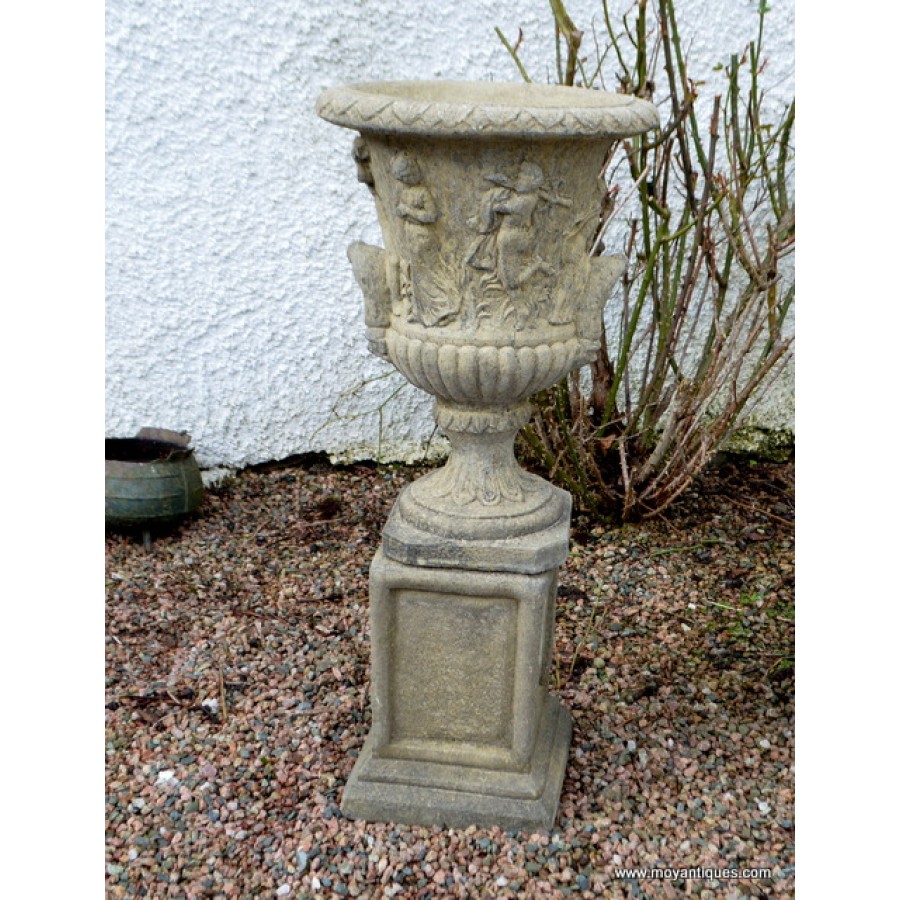 Pair Stone Urns on Base Moy Antiques