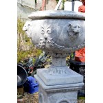 Lion Mask Urn With Plinth