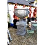 Lion Mask Urn With Plinth