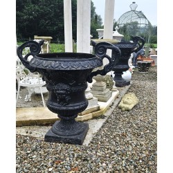 Mid C..Cast Iron Pair Urns