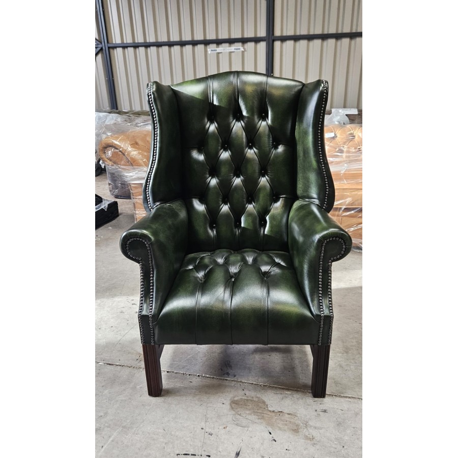 Chesterfield Library Chair Antique Freen