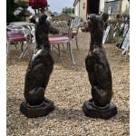 Pair Cast Iron Sitting Dogs