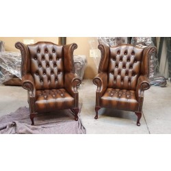 Bronze Button Seat Queen Ann Chair